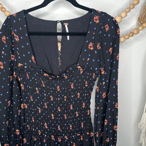 Free People Celestial Star Block Smocked Floral Mini Dress - Picture 1 of 6